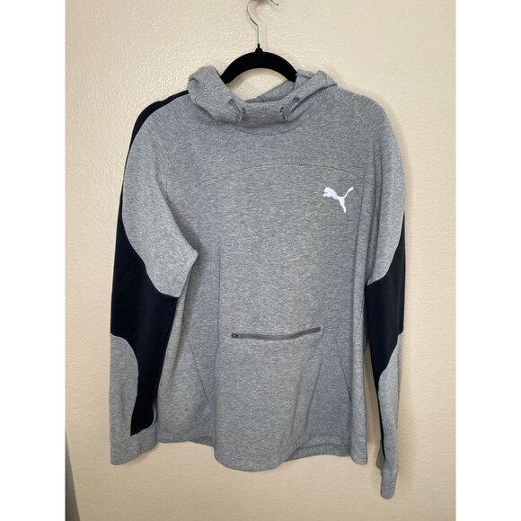 Puma Mens‎ XL Hooded Sweatshirt Gray Lightweight Moisture-Wicking Activewear - Picture 2 of 5